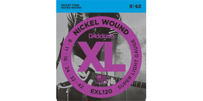 D'Addario EXL120 Nickel Wound, Super Light, 9-42