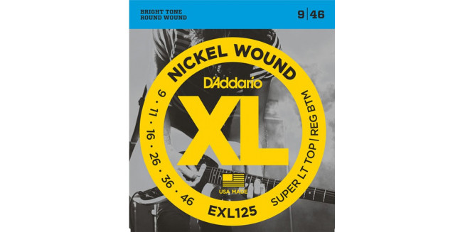 D'Addario EXL125 Nickel Wound, Super Light Top Regular, 9-46