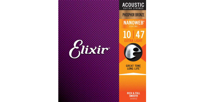 Elixir 16002 Nanoweb Phosphor Bronze Extra Light 10/47