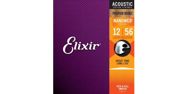 Elixir 16052 Nanoweb Phosphor Bronze Light/Medium 12/56