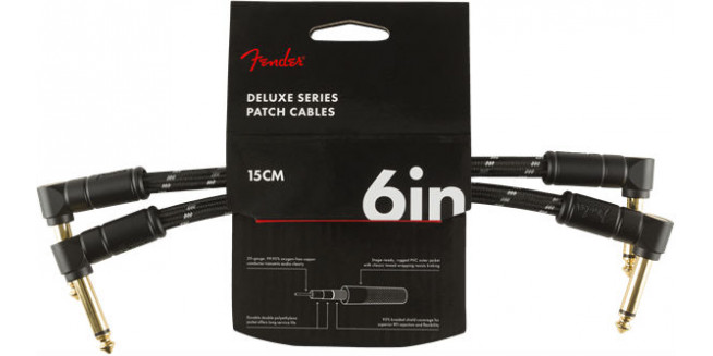 Fender Deluxe Series 2-Pack Patch Cables - 15cm - BK