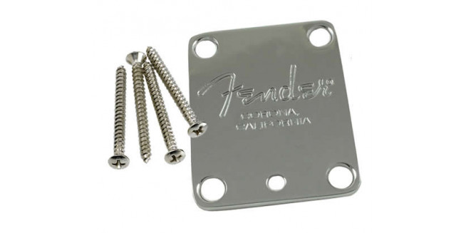 Fender 4-Bolt American Neck Plate "Fender Corona" Stamp w/Micro-Tilt