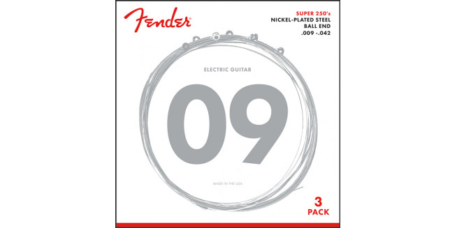 Fender Super 250L Nickel Plated Steel Guitar Strings 09/42 - 3-Pack