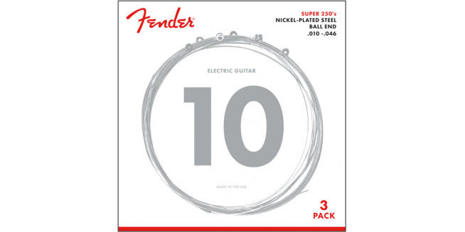 Fender Super 250R Nickel Plated Steel Guitar Strings 10/46 - 3-Pack