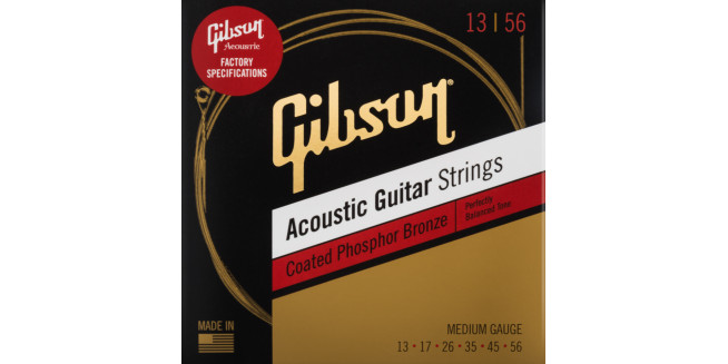 Gibson Coated Phosphor Bronze Acoustic Guitar Strings 13/56