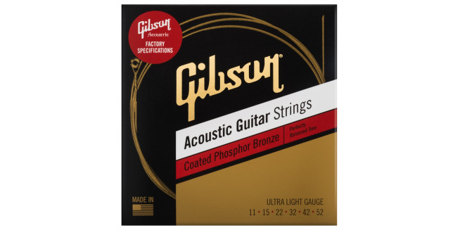 Gibson Coated Phosphor Bronze Acoustic Guitar Strings 11/52