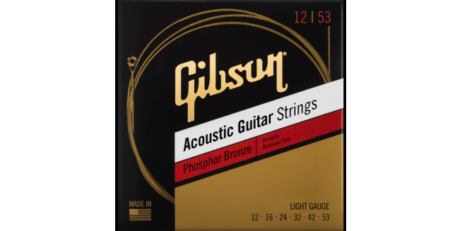 Gibson Phosphor Bronze Acoustic Guitar Strings 12/53