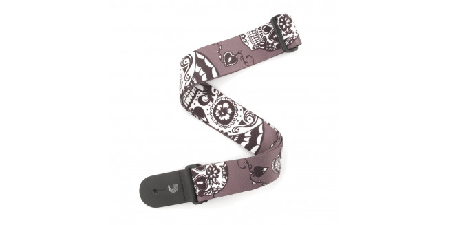 D'Addario P20W1412 Woven Guitar Strap - Sugar Skulls Black