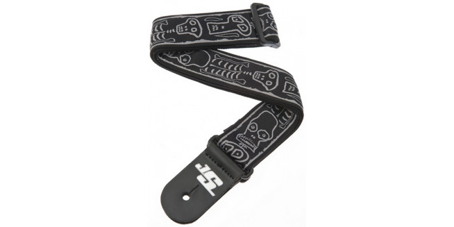 D'Addario 50JS01 Joe Satriani Guitar Strap - Silver Sketches