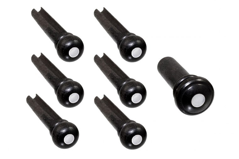 Allparts Ebony Bridge Pins Set with Pearloid Dot