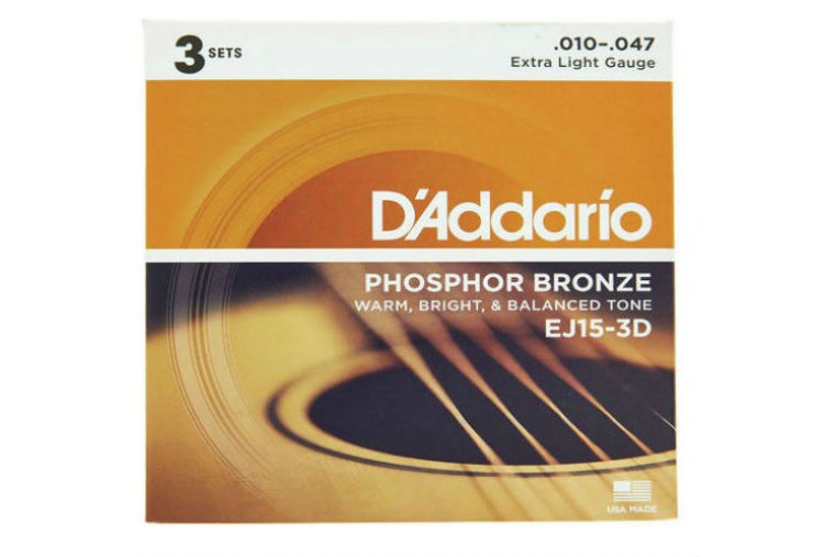 D'Addario EJ15-3D Phosphor Bronze, Extra Light, 10-47