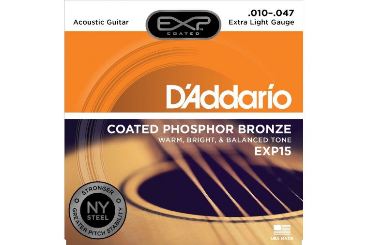 D'Addario EXP15 Coated Phosphor Bronze, Light, 10-47