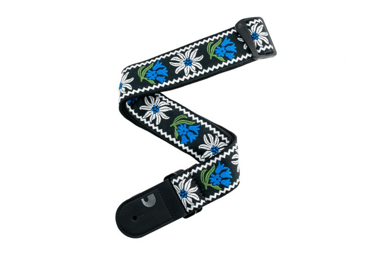 D'Addario Woven Guitar Strap Peace Love - BK/BL