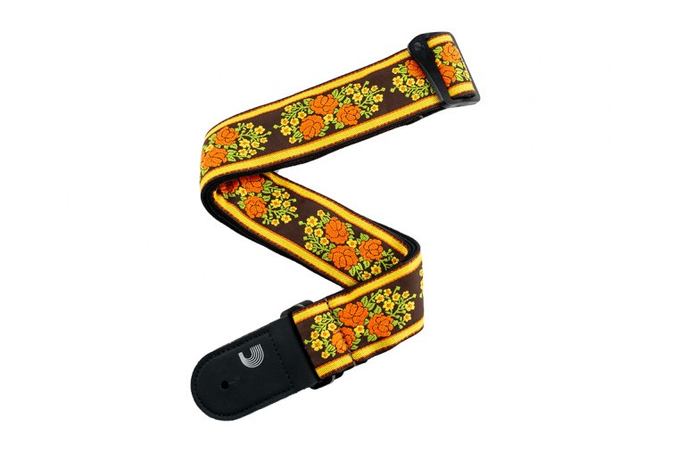 D'Addario Woven Guitar Strap Peace Love - BR/YL