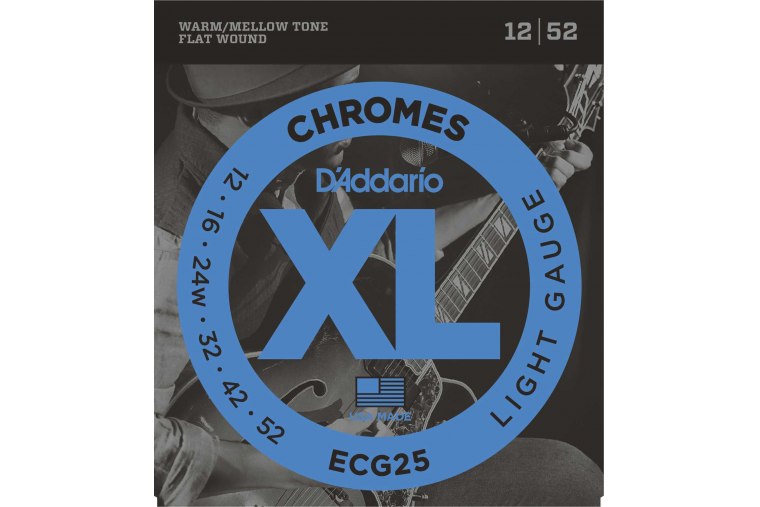 D'Addario ECG25 XL Chromes, Flat Wound, Light, 12-52