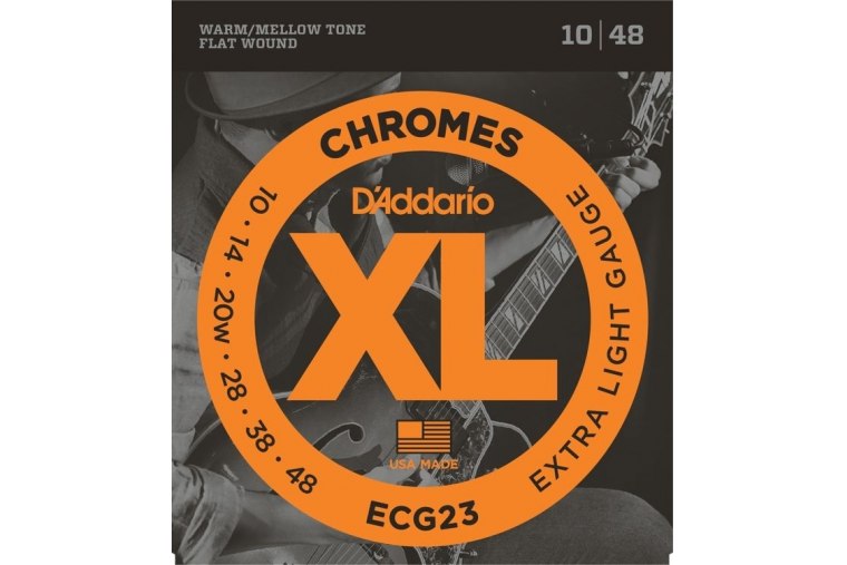 D'Addario ECG23 XL Chromes, Flat Wound, Extra Light, 10-48