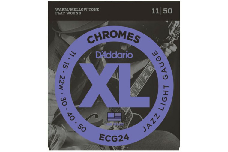 D'Addario ECG24 XL Chromes, Flat Wound, Jazz Light, 11-50