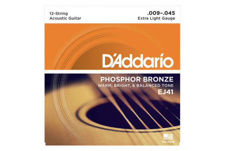 D'Addario EJ41 Phosphor Bronze, 12 Strings, Extra Light, 9-45