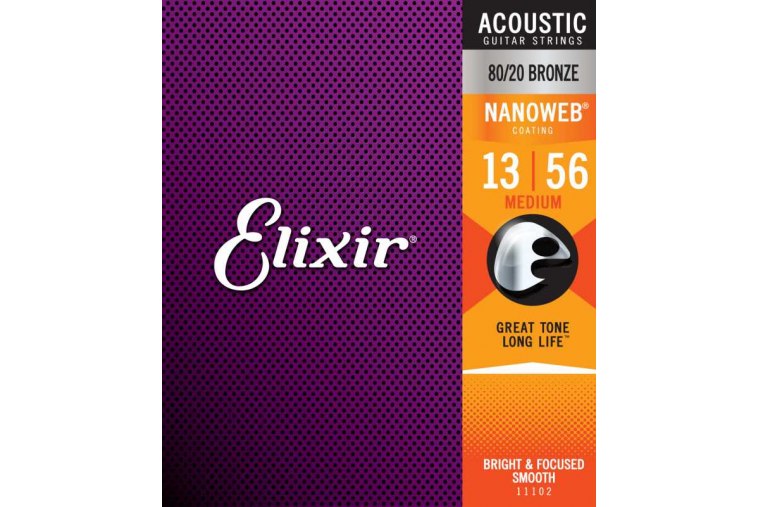 Elixir 11102 Nanoweb 80/20 Bronze Medium 13/56