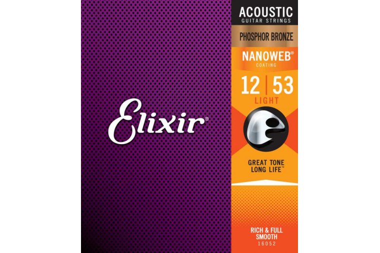 Elixir 16052 Nanoweb Phosphor Bronze Light 12/53