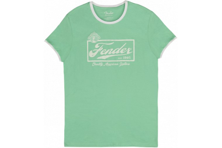 Fender Beer Label Men's Ringer Green Tee - L