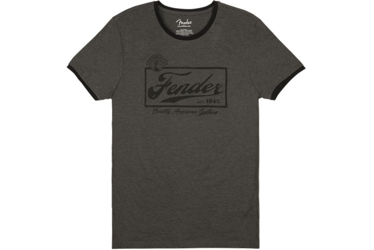 Fender Beer Label Men's Ringer Gray Tee - L