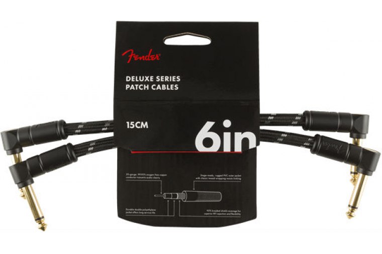 Fender Deluxe Series 2-Pack Patch Cables - 15cm - BK