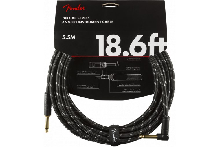 Fender Deluxe Series Instrument Cable Angled - 5.5m - BK
