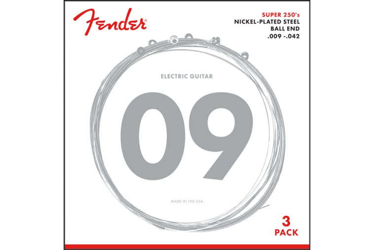 Fender Super 250L Nickel Plated Steel Guitar Strings 09/42 - 3-Pack