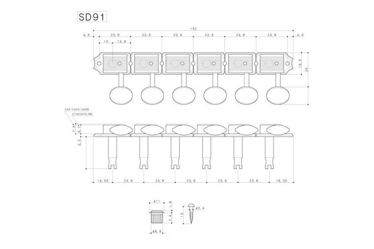 Gotoh SD91 Vintage Keys Nickel Plastic Buttons