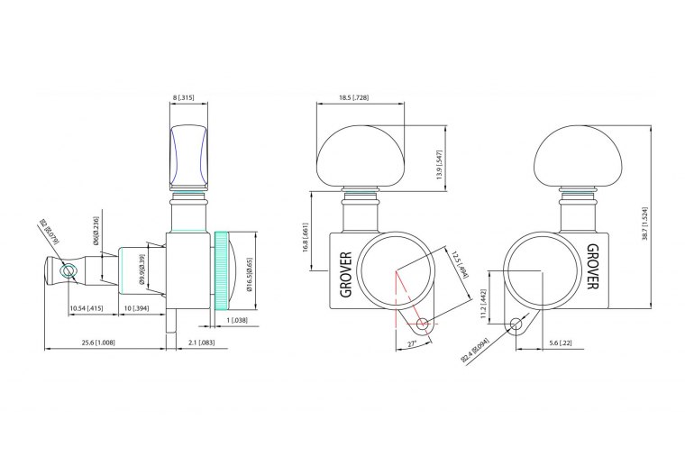 Grover Mini Roto-Grip Locking Rotomatics 3x3 - BC