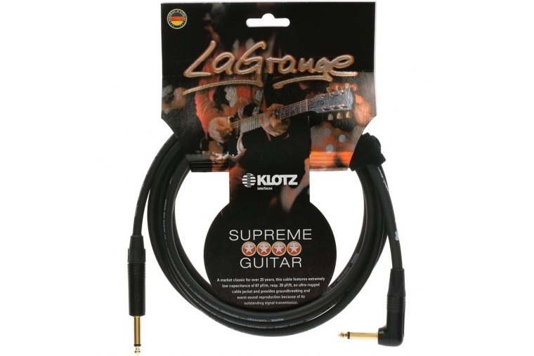 Klotz LaGrange Guitar Cable Angled Gold Tip - 4.5m