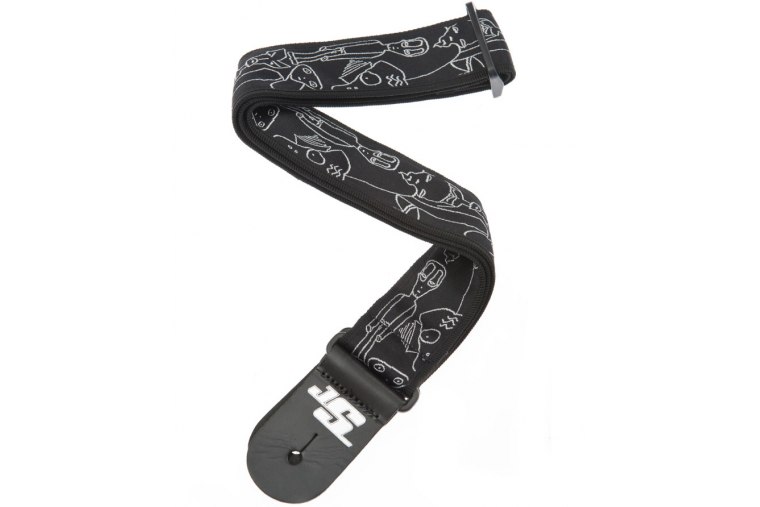 D'Addario 50JS05 Joe Satriani Guitar Strap - Silver Sketches