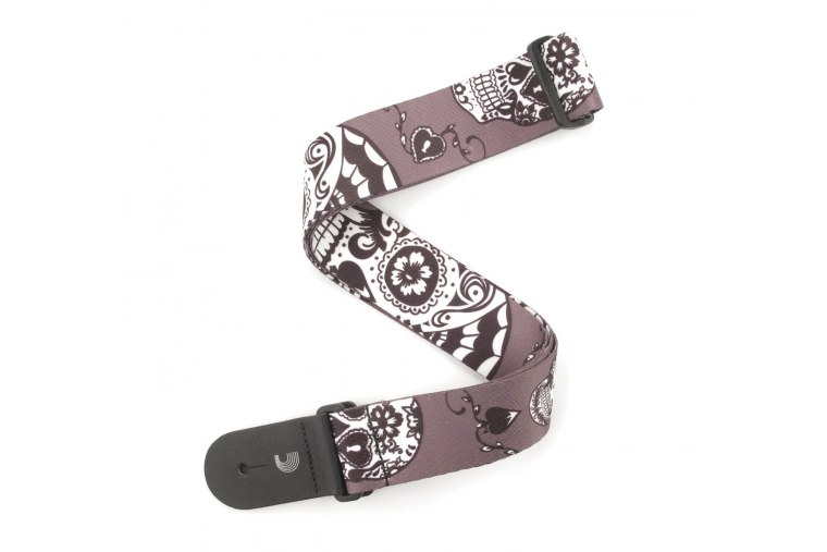 D'Addario P20W1412 Woven Guitar Strap - Sugar Skulls Black